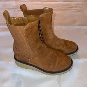 Cat & Jack Girls Brown Suede Ankle Boots Zipper Size 1